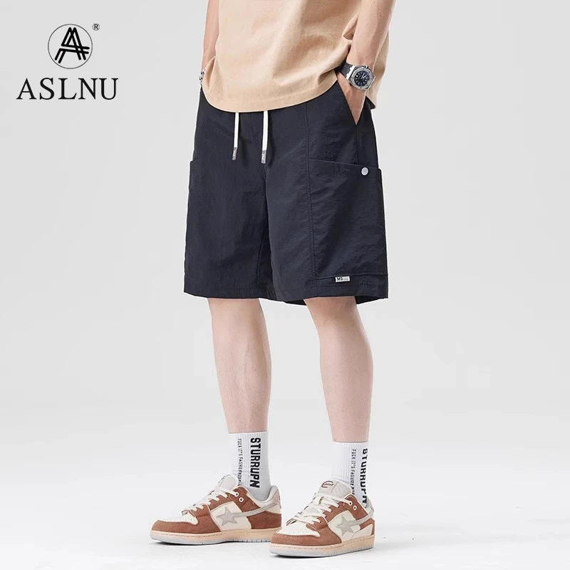 黑色工装休闲短裤男夏季新款宽松直筒运动五分裤男生冰丝薄款裤子