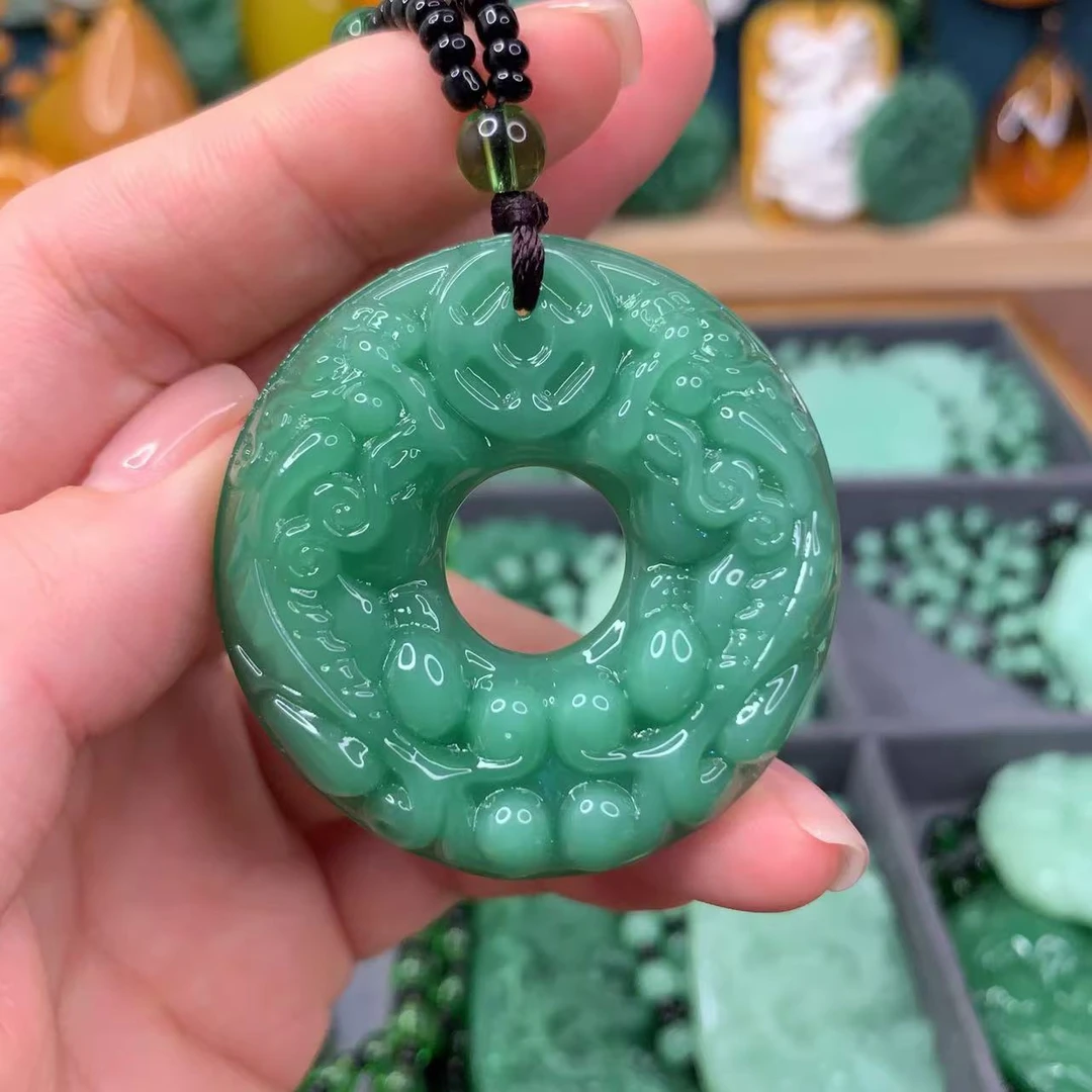 1.深绿貔貅平安扣经典百搭男女同款项链