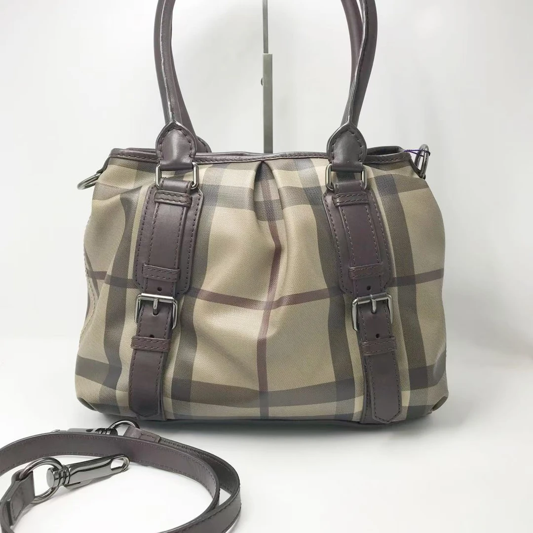 95新 BURBERRY/博柏利 洋诚二手 巴宝莉灰格纹斜挎包
