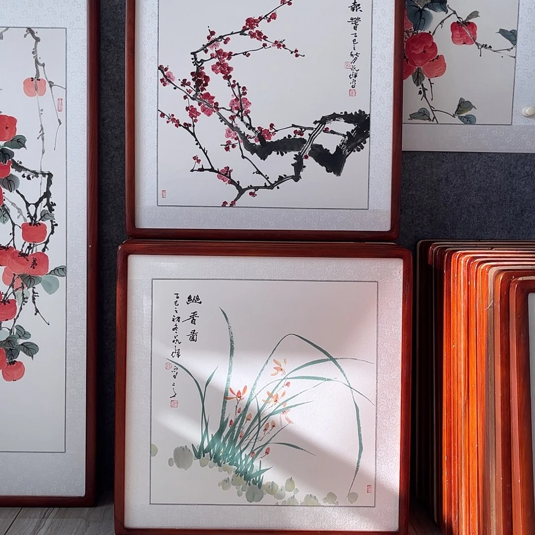 国画书画作品带框63×63