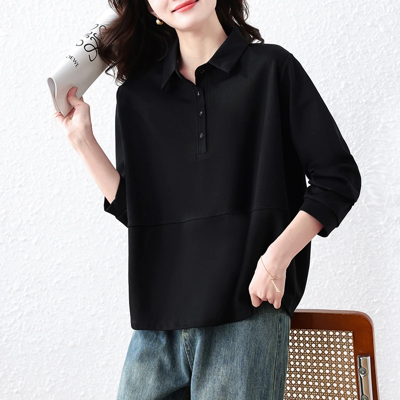 2025春季新款大码女装时尚遮肉宽松显瘦长袖衬衫小个子外穿上衣