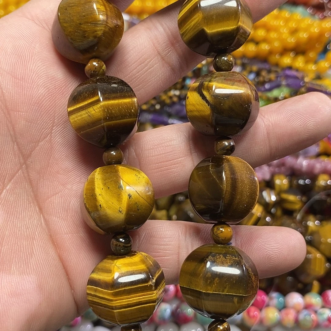 玛瑙/玉髓未镶嵌珠宝半成品虎眼石南瓜珠一条卡10Mm10颗