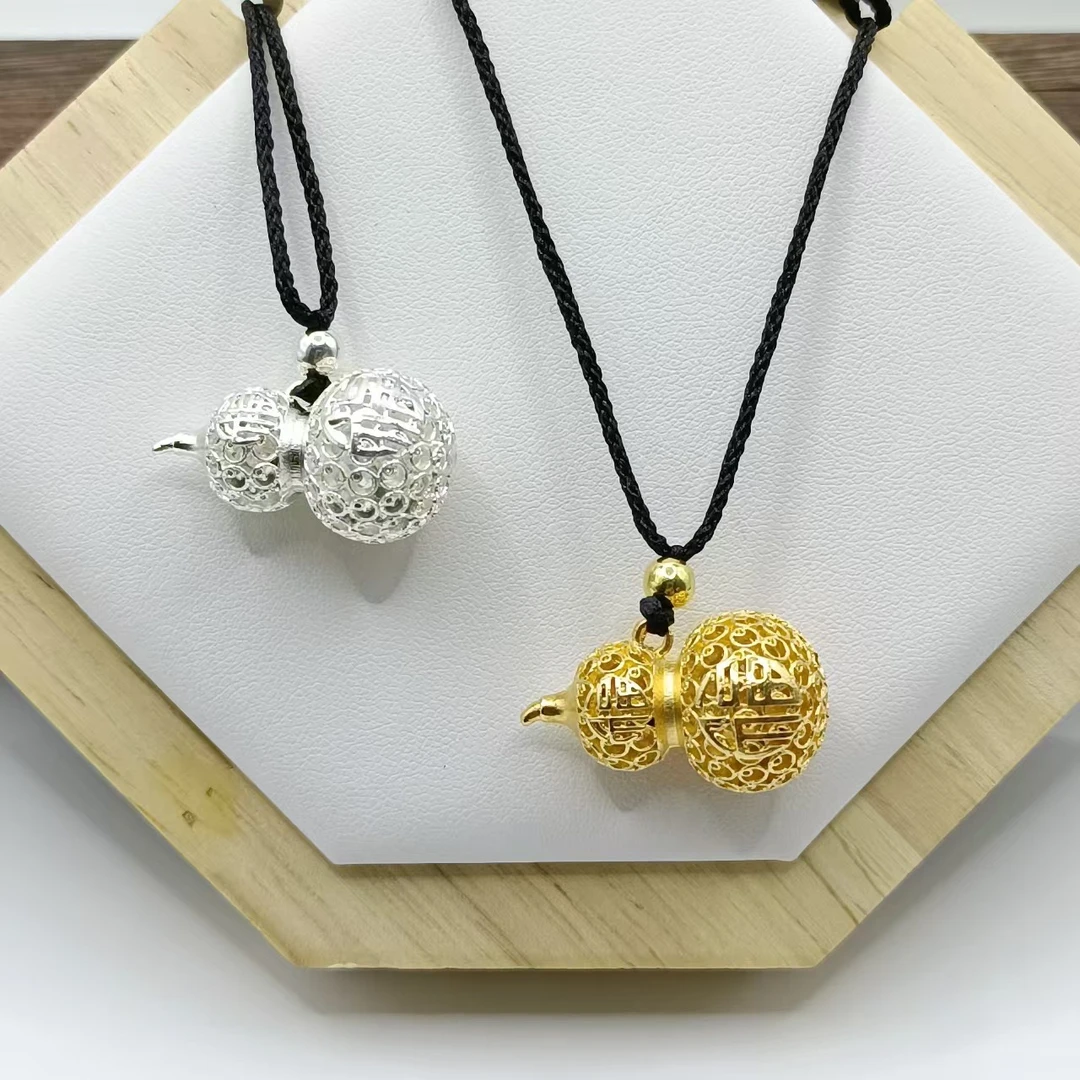 合金吊坠 新款合金花丝镂空福袋吊坠福字项链合金饰品配件