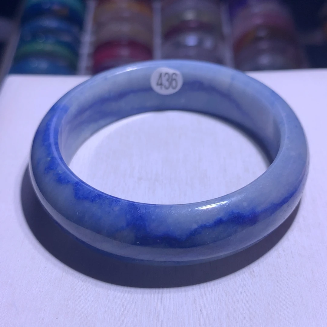 水晶银S925镶嵌手镯蓝线58.2圈436