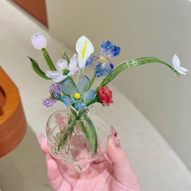 【琉璃永生小花】纯手工玻璃香氛瓶插花朵ins小众礼物可爱扩香摆件