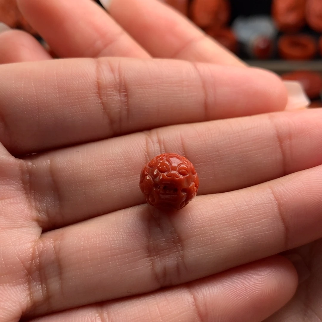 南红玛瑙精工雕刻貔貅珠10+未镶嵌小*I