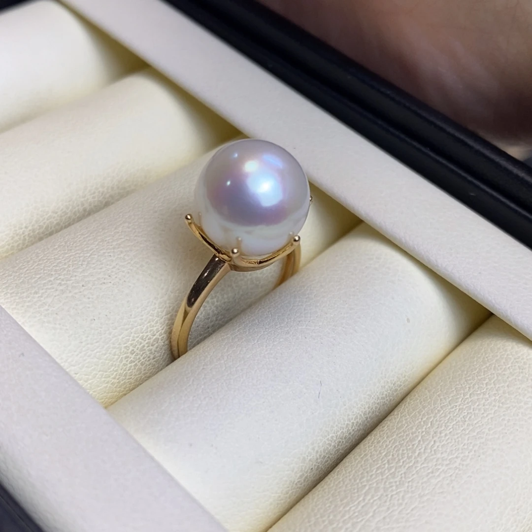 戒指银S925镀金镶嵌淡水珍珠特价