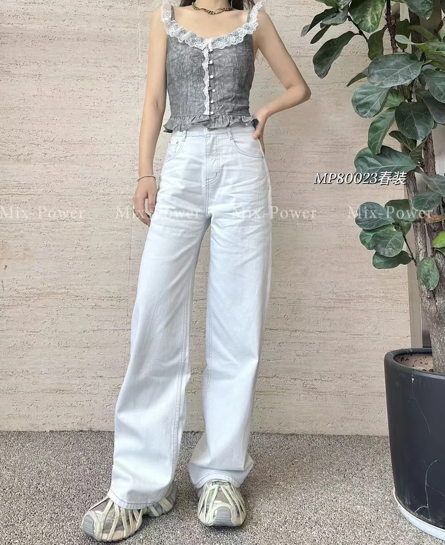 牛仔直筒牛仔宽松显瘦欧货拖地阔腿时髦新款2025夏季新款