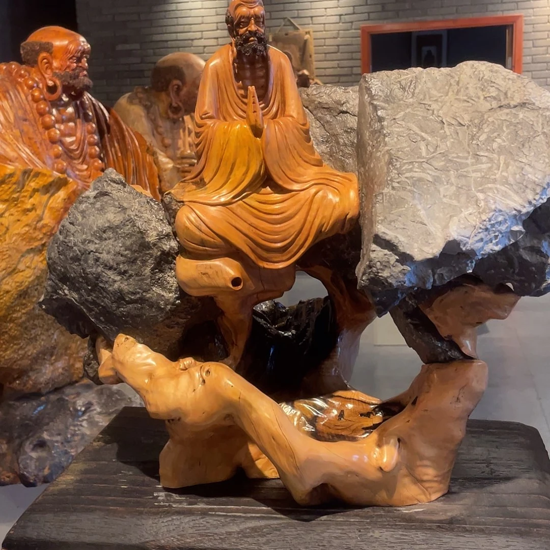 山***蛇精品达摩摆件作品