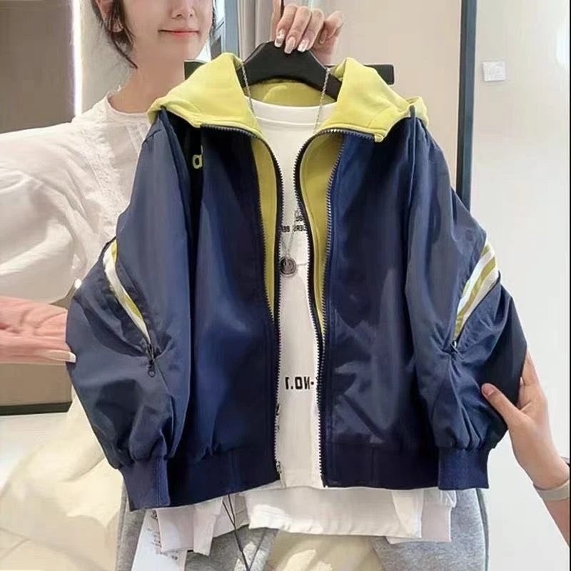 男童春秋季洋气上衣新款中大童连帽秋装假两件休闲男童外套MT830