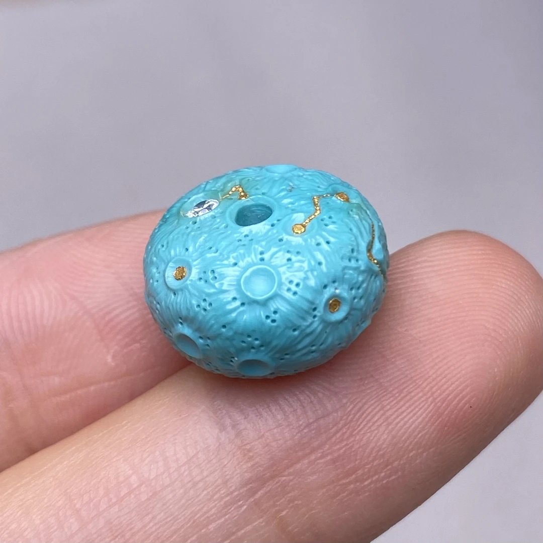 绿松石童趣星球珠陨石坑手串配珠隔珠尺寸14.8x9mm3克