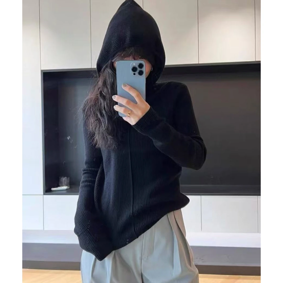 全毛高货~100%羊毛~注意洗涤方式~胸82-140长59长袖针织帽衫 2210