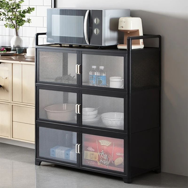 餐边柜多功能厨房置物柜纱网碗柜家用收纳柜铝合金橱柜透气储物柜