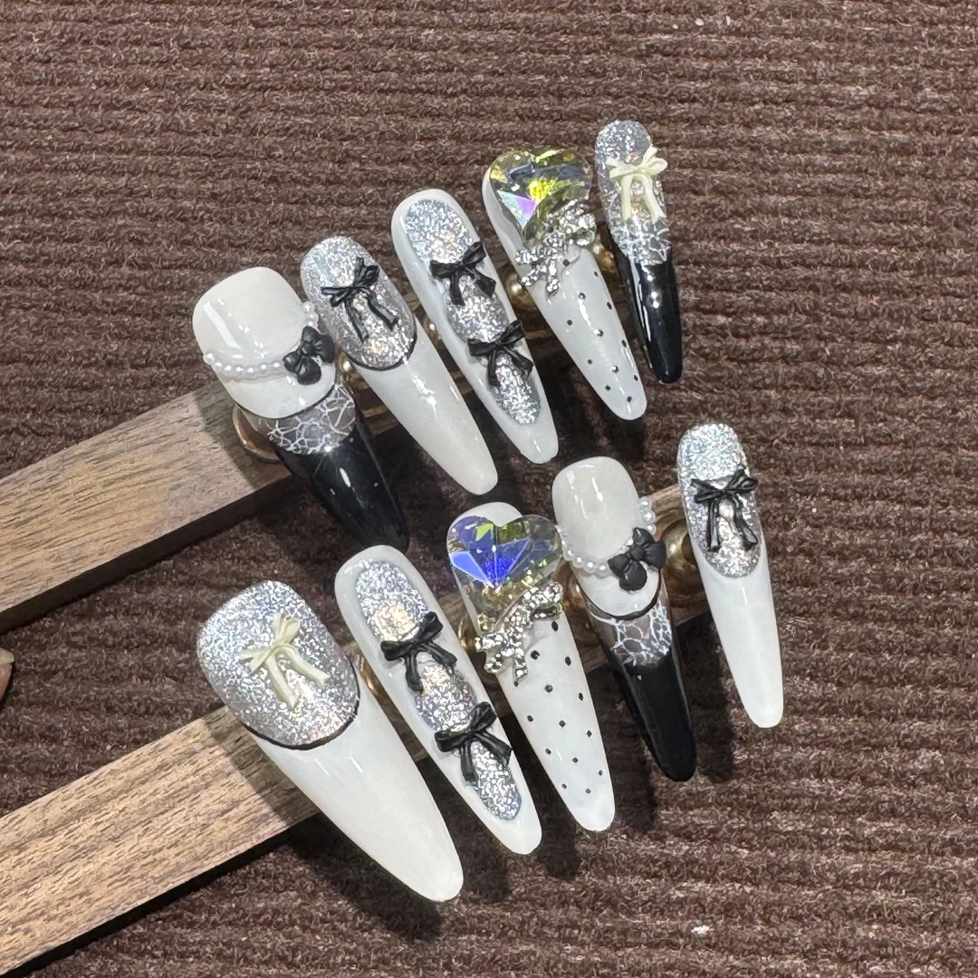 【Miumiu公主】2025洋气Miumiu 公主风秋冬显白法式钻手工穿戴甲