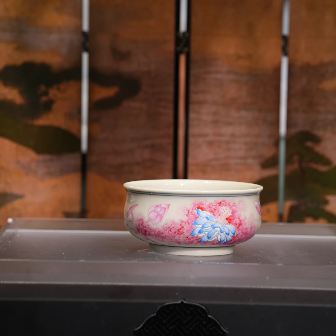 立勤堂二号釉荷花矮炉士杯 容量80cc 景德镇陶瓷瓷茶具茶杯