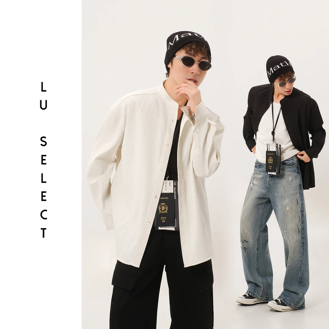 Lu SELECT 25SS 褶皱肌理感小立领百搭休闲衬衫外套