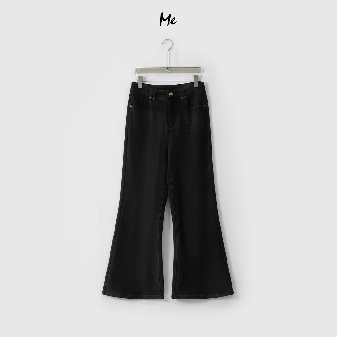 ME【微喇黑牛】高弹厚绒YKK拉链百搭高腰显瘦喇叭牛仔裤MEQA3985