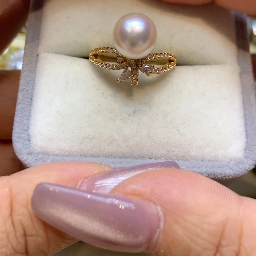 银S925镶嵌戒指海水珍珠