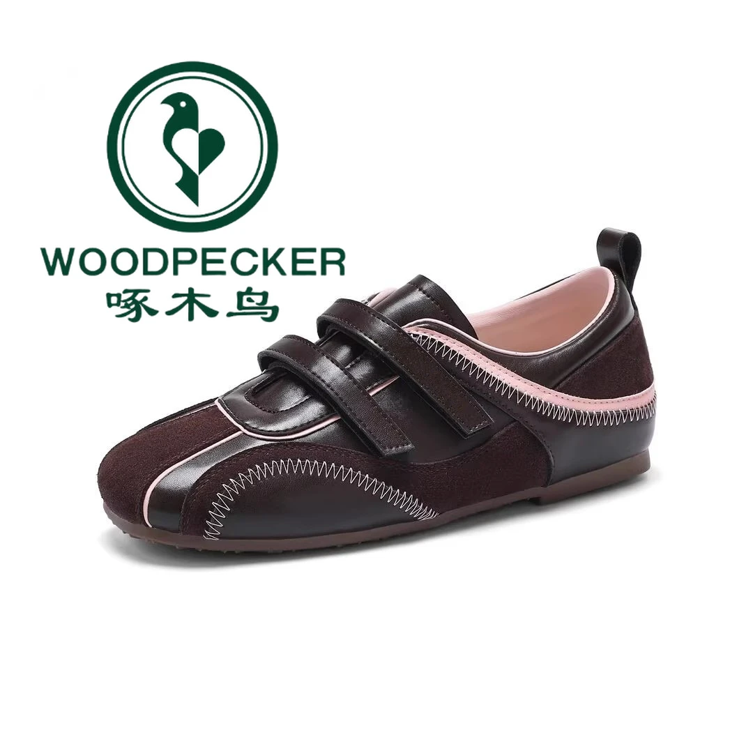 啄木鸟2025秋新款德训鞋魔术贴轻便穿搭舒适软底百搭运动休闲单鞋