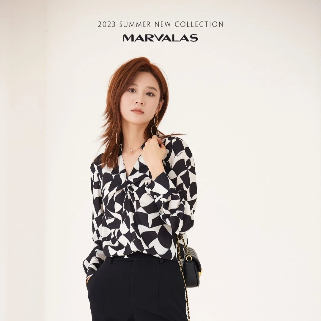 【珊珊专属】M311204108曼德诗黑白气质撞色衬衫2023春夏新款设计感