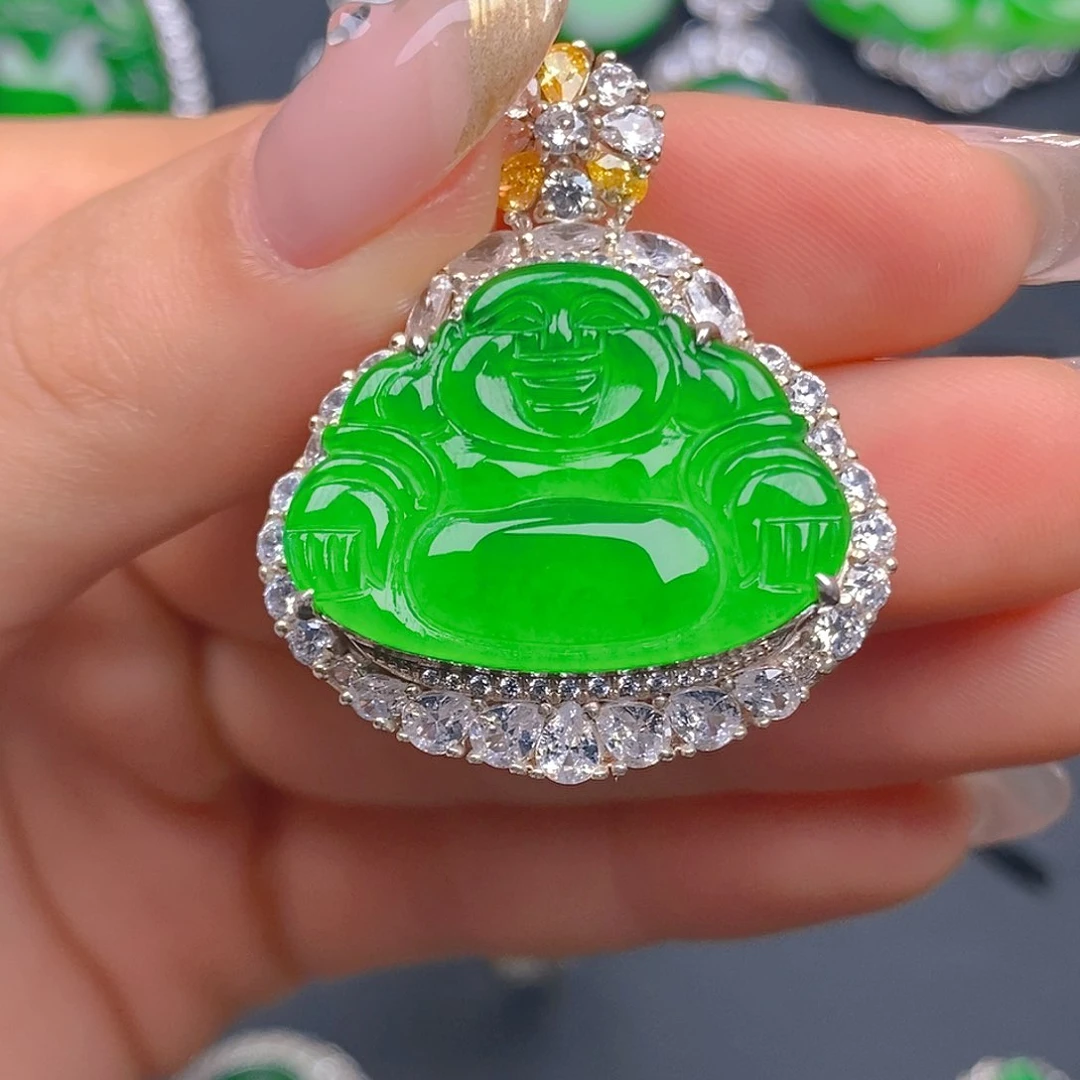 颈饰银S925镶嵌翡翠