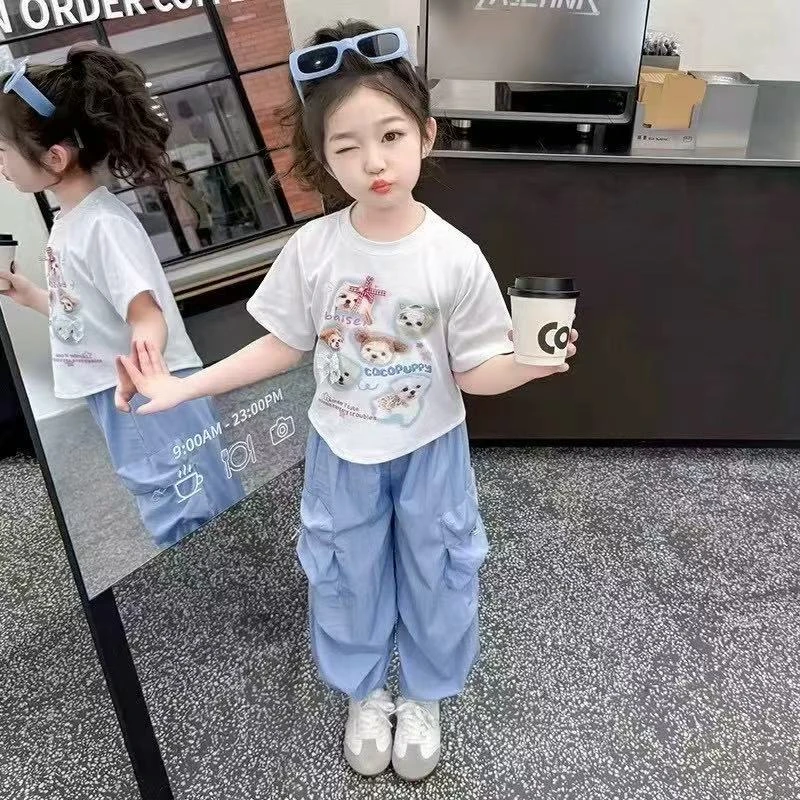 8195工装裤夏季套装新款夏款童装时尚休闲洋气