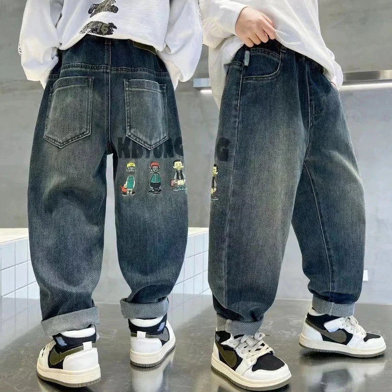 儿童装男童裤子新款2025新款中大童春秋季男孩秋装休闲韩系牛仔裤