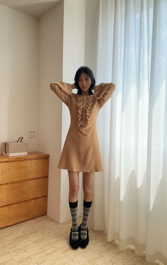 VIVISPLENDID21155#原创显瘦MIU系减龄毛衣裙