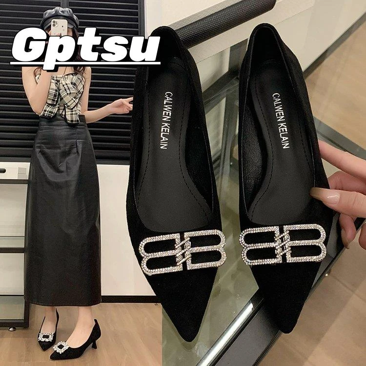 GPTSu细跟尖头水钻高级感单鞋春夏新款工作不累脚百搭气质高跟鞋