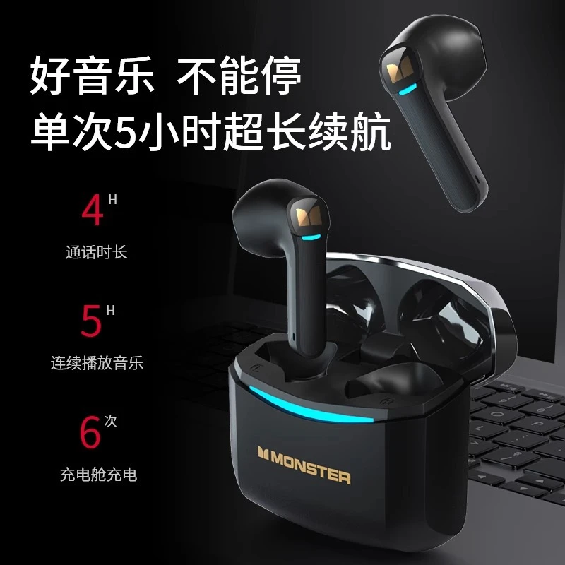 未拆封 MONSTER/魔声 白色音乐游戏通话无线耳机主动降噪超长运动