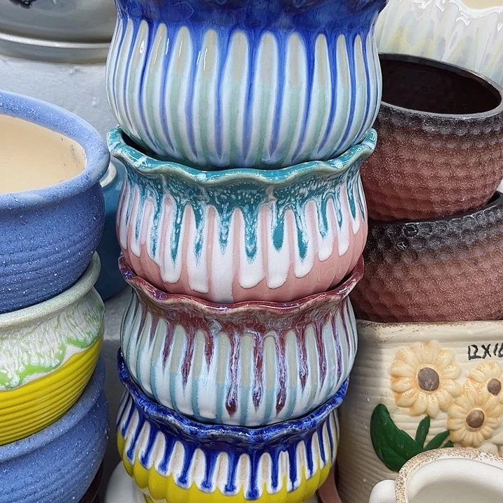 多肉绿植陶瓷花盆9.9包邮，有孔