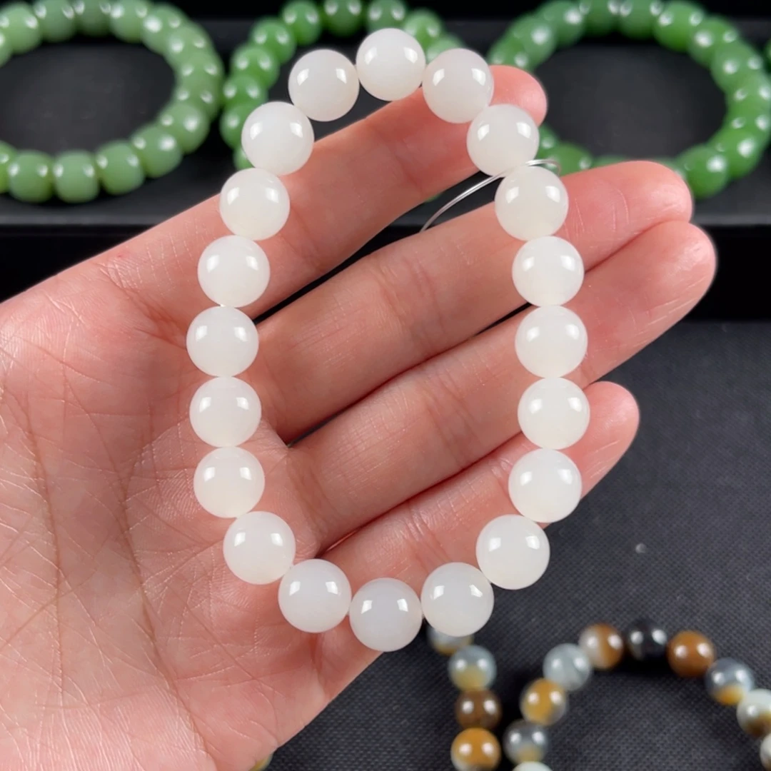 和田玉手串未镶嵌卡10