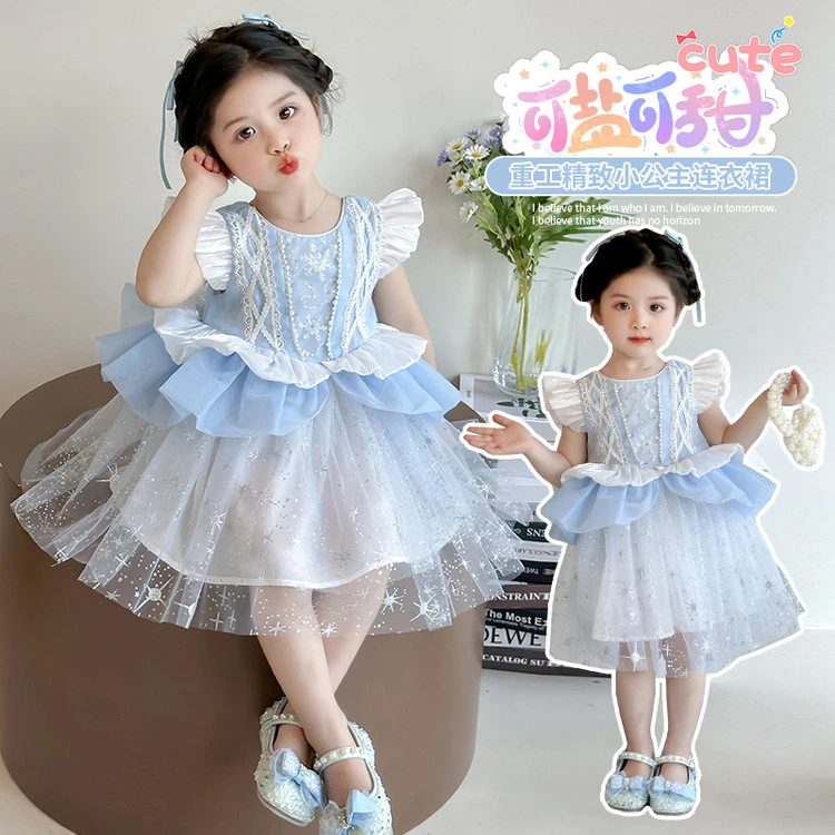 女童夏季连衣裙2025新款儿童洋气洛丽塔公主裙韩版女宝宝蓬蓬纱裙