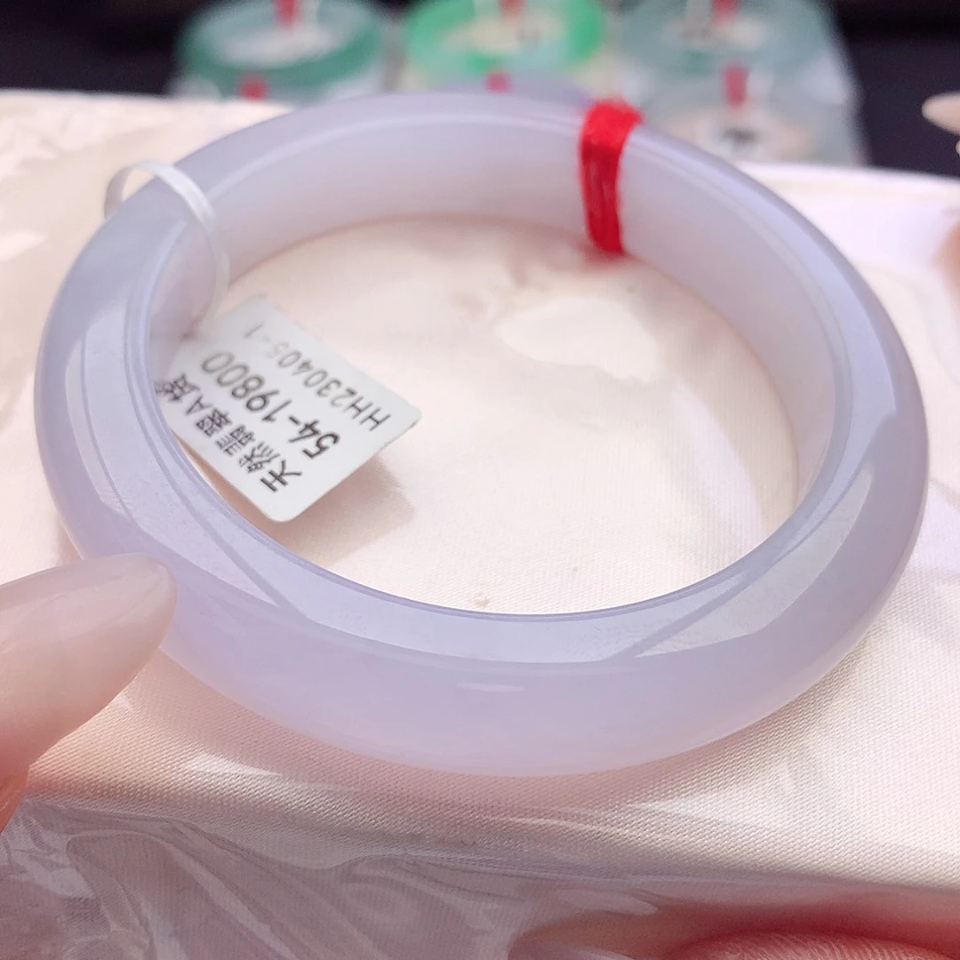 未镶嵌手镯翡翠天然A货翡翠54-55冰胶樱花粉 泥鳅背6号