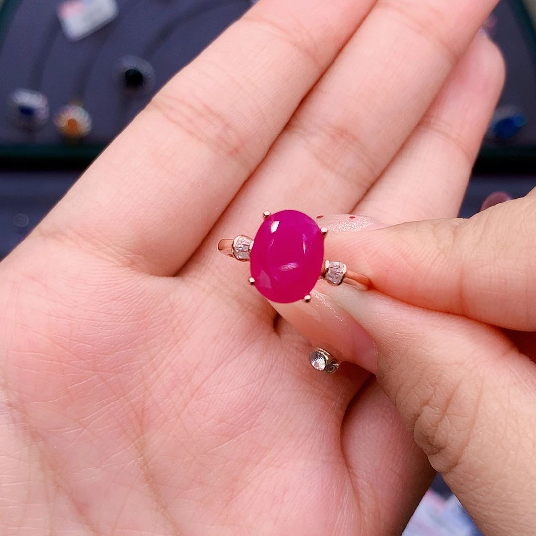 红宝石戒指银S925镶嵌D*C