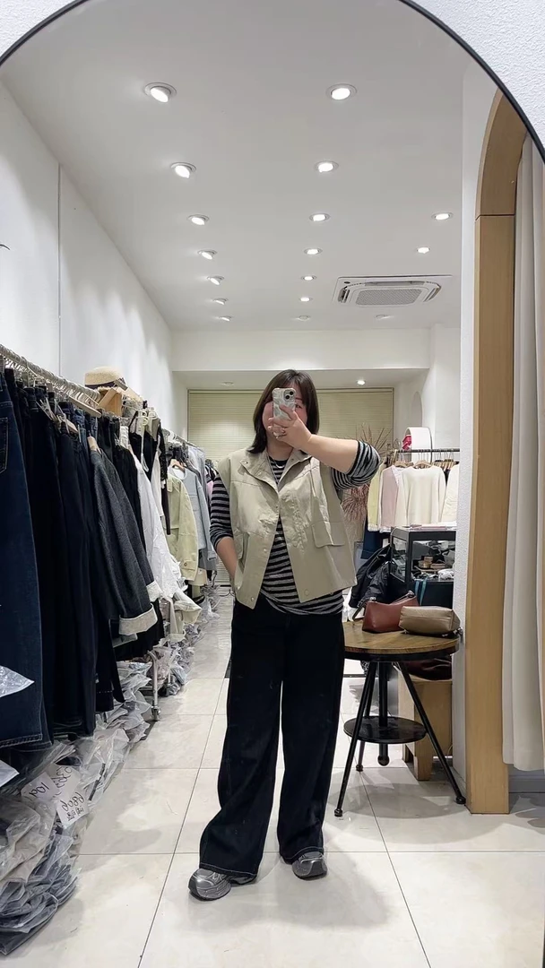 柒家 大码牛仔阔腿裤弯道裤显瘦