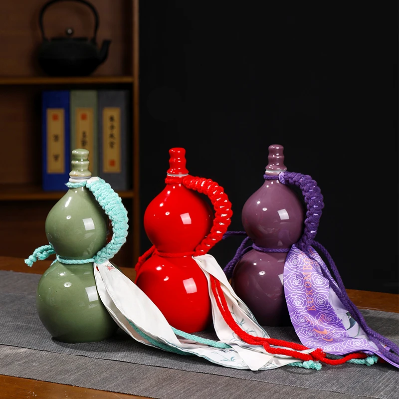 家用酒壶复古风小清新陶瓷酒瓶1斤葫芦酒罐创意500ML摆设空酒具