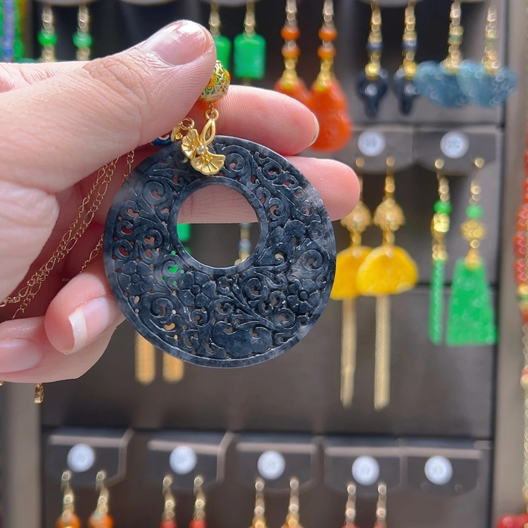 翡翠合金耳坠半**雅