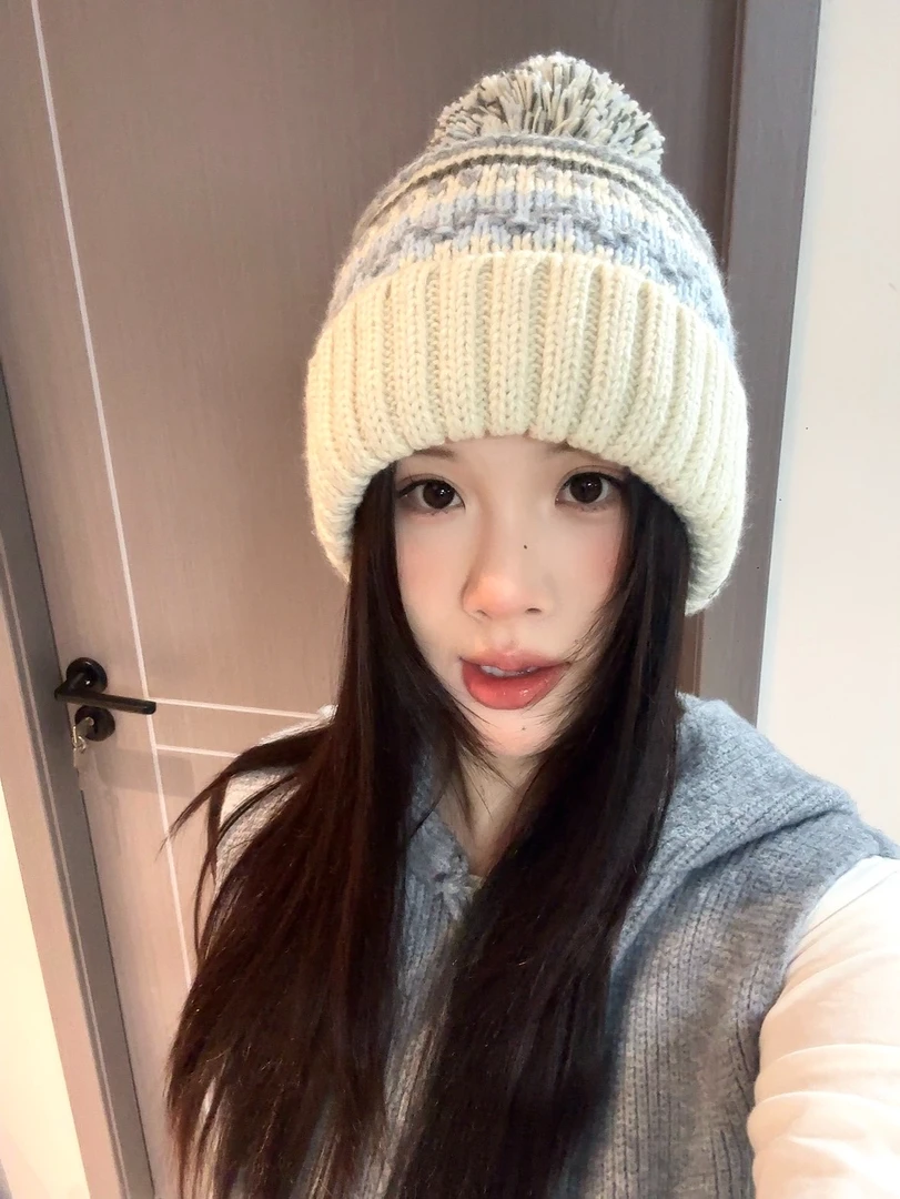 帽子韩版时尚秋冬天秋冬毛线帽加厚多巴胺保暖毛线帽针织百搭