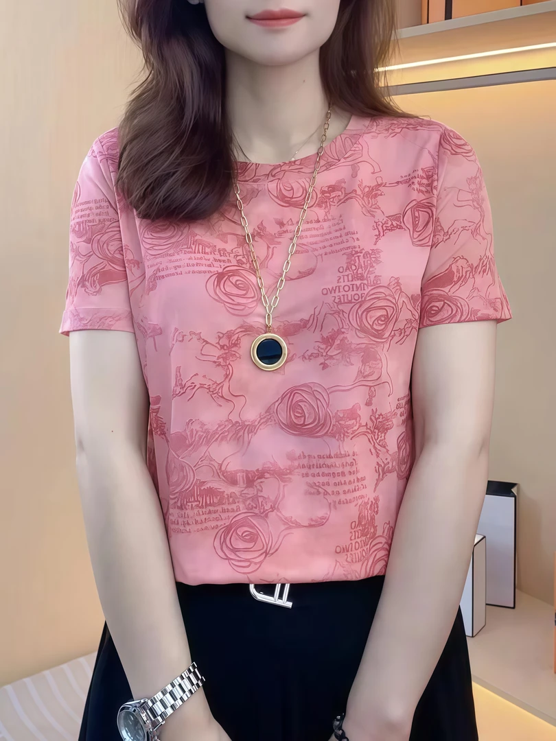 时尚弹力网纱打底小衫女士夏季新款气质显瘦年轻妈妈温柔知性衣服
