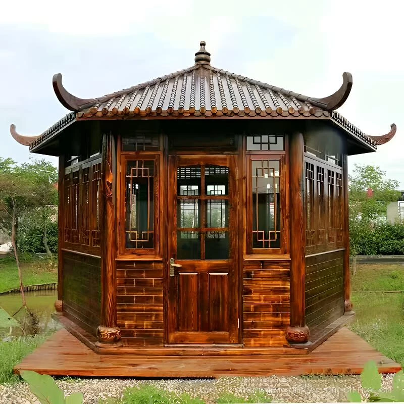 乡村建设防腐木屋民宿凉亭移动售货屋樟子松木屋农家亭子户外庭院