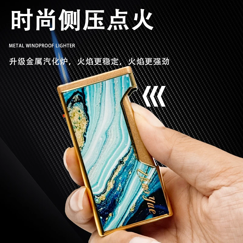 新款高颜值金属直冲打火机批发超市高级永久充气打火机反复使用