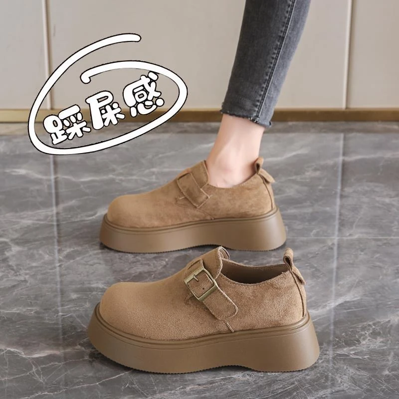 踩屎感勃肯鞋女2025春季新款厚底增高复古乐福鞋34码全包博肯鞋女