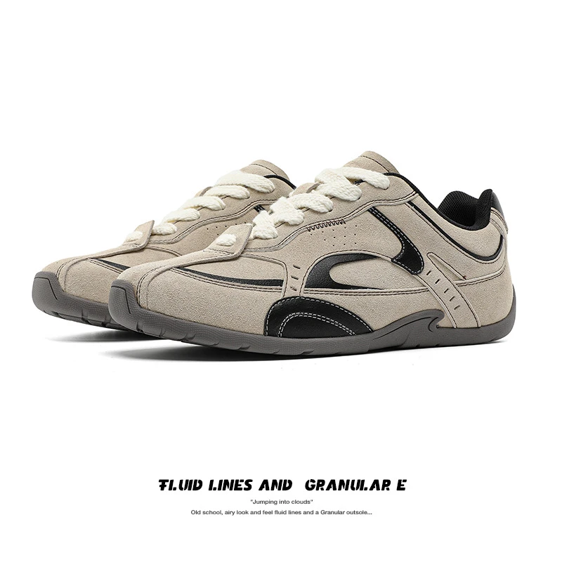 2025百搭透气复古德训小白鞋磨砂皮咖色复古平底鞋情侣百搭平底鞋