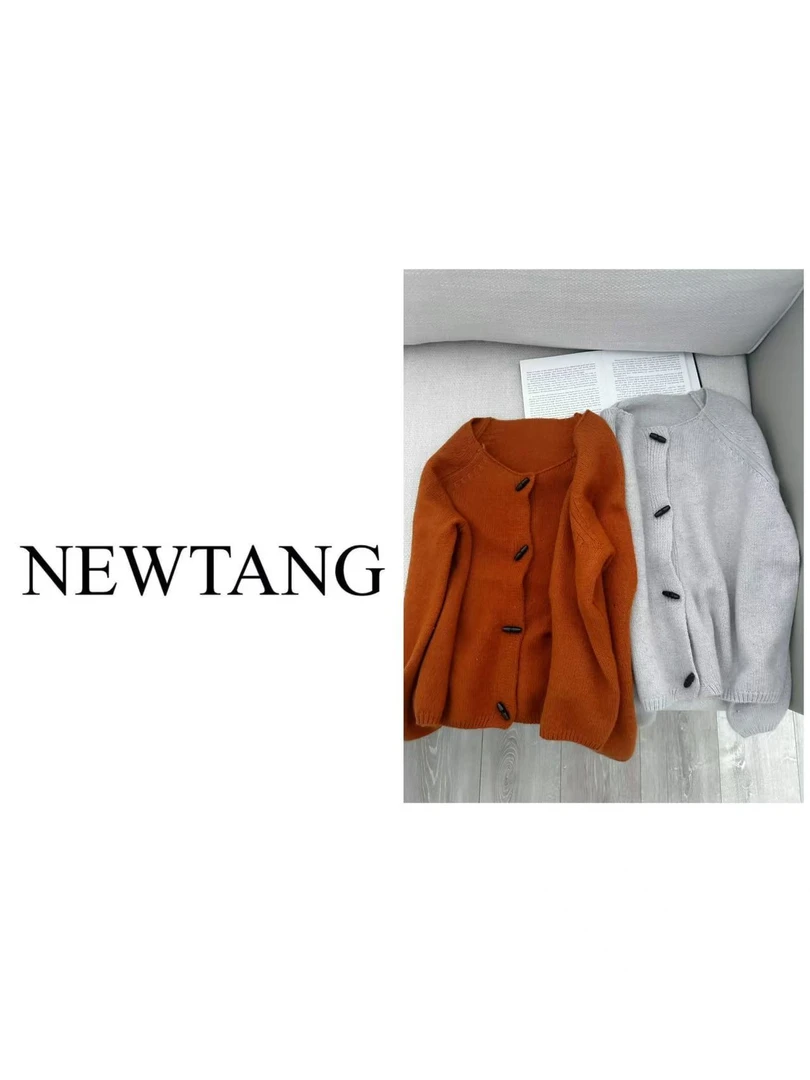 【牛角扣】46女针织毛针织衫韩系甜美针织开衫韩版慵懒风长袖