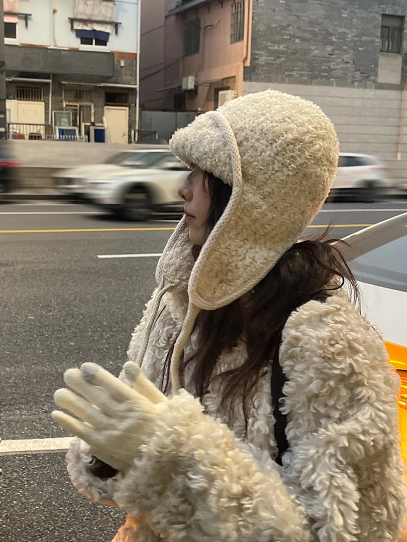 慵懒感～韩系冬季毛绒雷锋帽保暖护耳飞行帽百搭显脸小