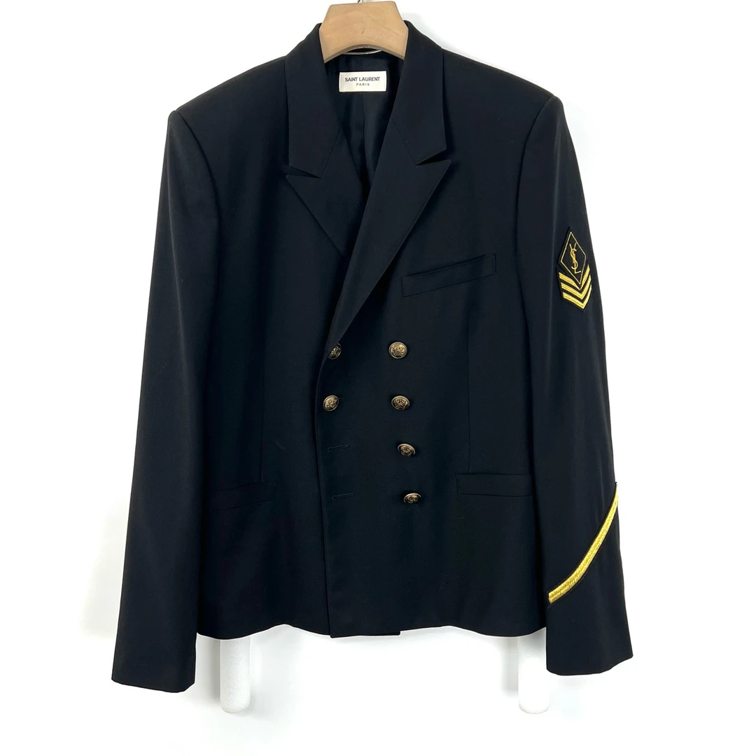 95新 YSL/圣罗兰 52码/Slp金扣袖标宫廷西装外套/05821