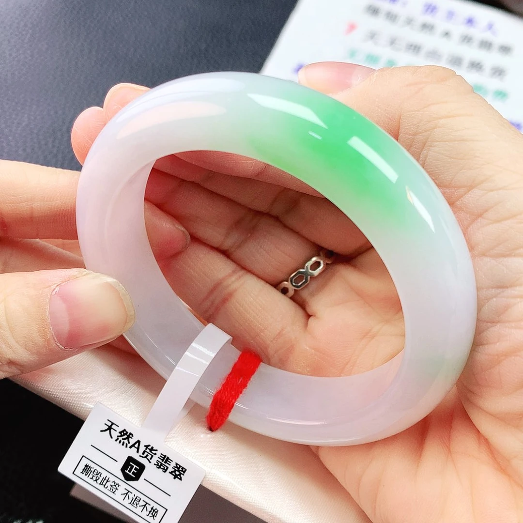 未镶嵌手镯翡翠55冰轮胎阳绿