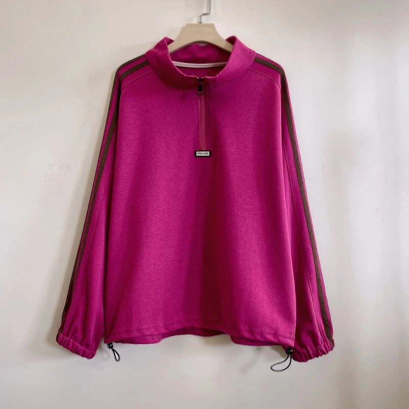 春季简约休闲显白卫衣长袖时尚半拉链宽松2025女士新款YX105016