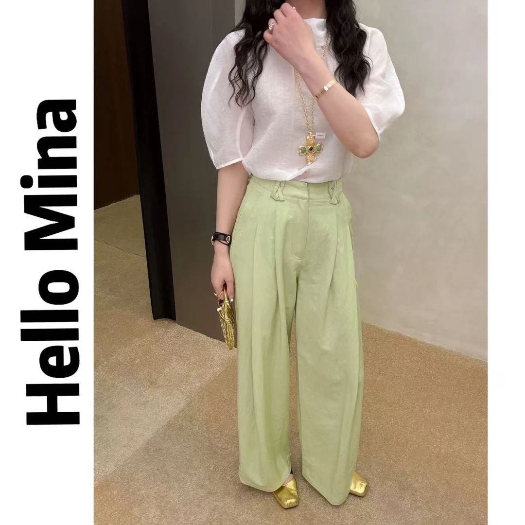 11058慵懒风通勤宽松直筒裤